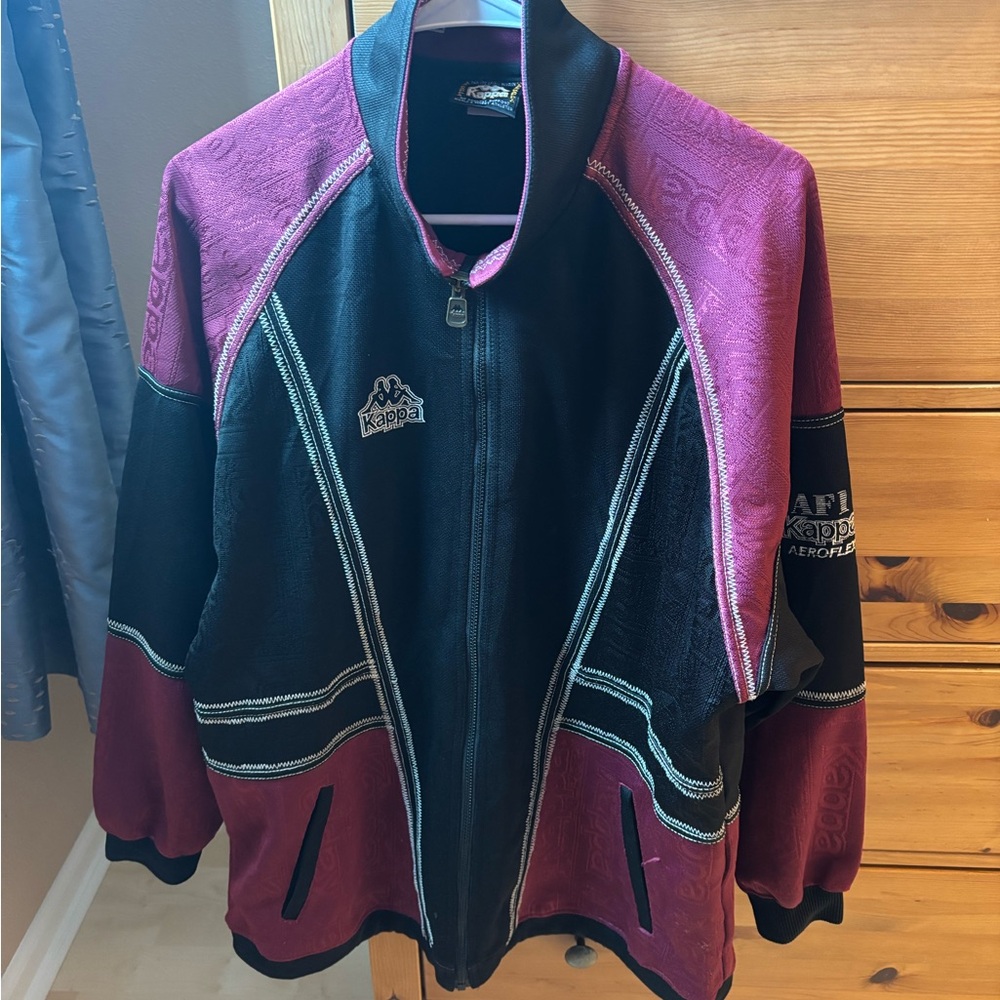 Kappa Black and Maroon Zip-Up Jacket